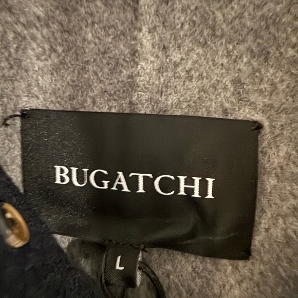 New Mens Bugatchi Cashmere Wool Blend Car Coat w Hoodie MSRP $750 L Navy - Picture 2 of 7
